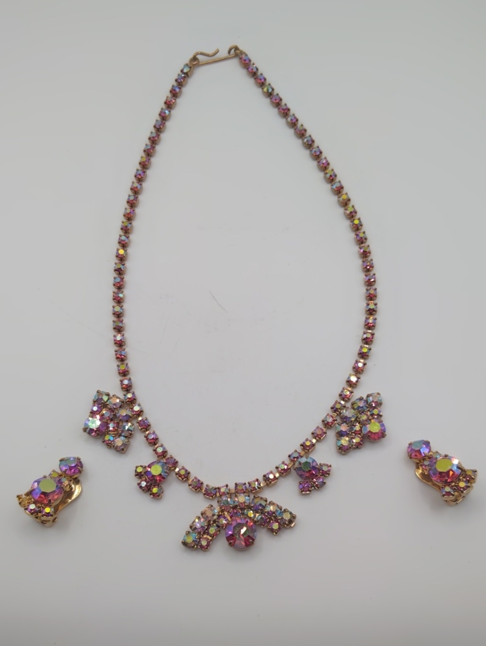 1950s Aurora Borealis Necklace And Earring Set